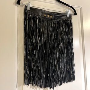 NEVER WORN ✨ perfect festival black leather fringe skirt